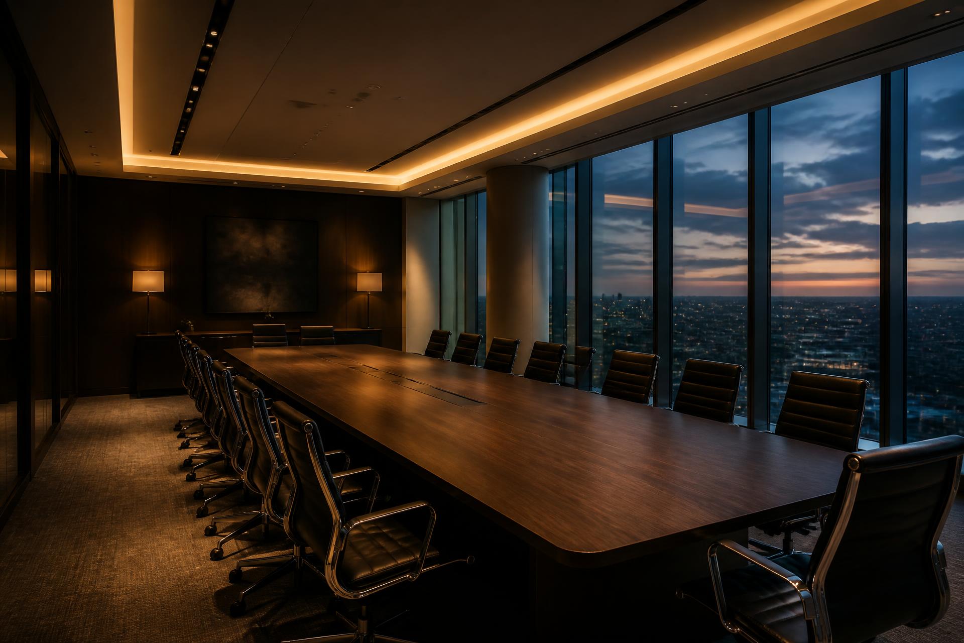 Executive boardroom at dusk